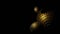 Dark banner with gold balls, modern technology. Darknet concept. Virus molecule