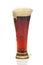 Dark beer with the foam in a tall glass