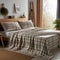 Dark Beige Plaid Bed Top With Soft Focal Points