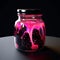 dark black ink and light pink smoky wave painted black fancy beautiful jar