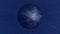 A dark blue ball with a silver texture radiating rays into a dark blue space. HUD animation, sci-fi motif, 3d fantasy