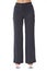 Dark blue bell loose trousers on model legs with white stiletto heels