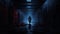 Dark Blue Carnage: A Sinister Figure Roams The Haunting Hallway