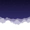 Dark blue deep gradient Sky and Clouds with stars. Horizontally seamless illustration