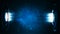 Dark and blue digital background with abstract hologram rings on blurred background