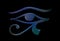 Dark blue eye of horus in the style of digital airbrushing.