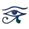 Dark blue eye of horus in the style of digital airbrushing.