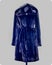 Dark blue fitted mink coat with a belt with pompons and a hood