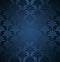 Dark Blue Floral Gatsby Art Deco Pattern Background