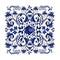 Dark blue floral ornament in national Russian style Gzhel on white background.