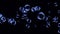 Dark Blue flying bubbles background. Motion footage composition with dark blue bubbles on black background. Abstract