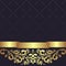 Dark blue geometric Background decorated the golden floral Border.