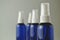 Dark blue glass bottles for cosmetic lotions, serums, oils