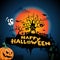 Dark Blue Happy Halloween Background Illustration with scary tree