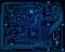 Dark blue industrial electronic circuit board vect