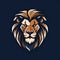 Dark Blue Lion Mascot Logo With Flawless Line Work