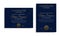 Dark blue luxury certificate of achivement template with golden award badge