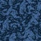 Dark Blue Marbled Background. Water Blot Effect Dip Dye Indigo Blue Texture. Bleached Resist Mottled Seamless Pattern