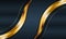 Dark blue metallic and golden stripes wave with lines background