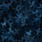 Dark blue night camouflage seamless pattern with hexagonal geometric ornament