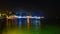 Dark blue night sky over beach resort, beautiful nighttime seascape. Maldives.