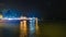 Dark blue night sky over beach resort, beautiful nighttime seascape. Maldives.