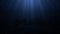 Dark blue ocean bottom bubbles light rays deep underwater background animation