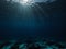 Dark blue ocean surface seen from underwater