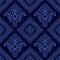 Dark blue ornamental seamless damask Pattern.