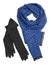 Dark blue scarf and black woolen gloves