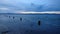 Dark blue seascape pier