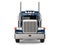 Dark blue semi - trailer truck - front view