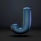 Dark blue shiny font Letter J 3D