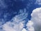 Dark blue sky with a group of clouds background photo