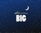 Dark blue sky with lots of stars, golden text and moon vector illustration background