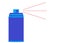 A dark blue spray can discharging spray material into the air