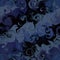 Dark blue swirls in paper marbling technics. Abstract Seamless pattern of spirals of different shapes and sizes in night