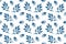 Dark-blue watercolor fancy leaves repeat pattern, simple seamless ornament, abstract ornament