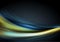 Dark blue and yellow glowing waves abstract background