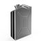 Dark blurry metal jerry can fuel canister render isolated