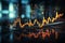 Dark bokeh background with financial chart indicators