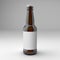 Dark bottle of beer on a white background with an empty label, mockup. Generative ai