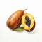 Dark Bronze And Amber Watercolour Illustration Of Two Pawpaw