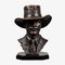 Dark Bronze Cowboy Hat Statue On Transparent Background