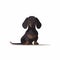 Dark And Brooding Dachshund Dog Flat Design Vector Illustration