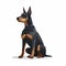 Dark And Brooding Doberman Cartoon Dog Sitting Down Flat Illustration