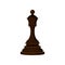 Dark brown chess piece - queen. Small wooden figure. Strategic board game. Flat vector icon