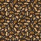 Dark brown fresh bread and sweet buns seamless pattern. Various types of bakery. Rural pastries products, challah wheat