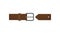 Dark brown men belt with gray metal buckle. Classic leather accessory. Element of clothing. Flat vector icon