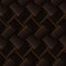 Dark brown seamless geometric pattern. Realistic 3d cubes with thin orange lines. Vector template for wallpapers